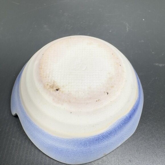 Blue Glazed Japanese Pottery Fish Dish Sushi Dip Plate Dish Bowl Small Stamped - Picture 11 of 13